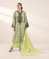 Women's RTW Textured Lawn Green Embroidered A-Line Shirt